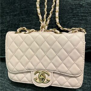 Pink quilted purse